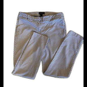 Cynthia Rowley Blue & White Pattern Stretchy Pants Size  10 Zip Front